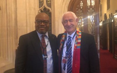 Bishop Gideon Titi-Ofei Founder & Charman of Accra Business School meets with Lord David Maxim Triesman at the House of Lords.